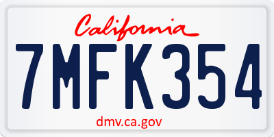 CA license plate 7MFK354