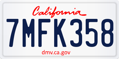 CA license plate 7MFK358