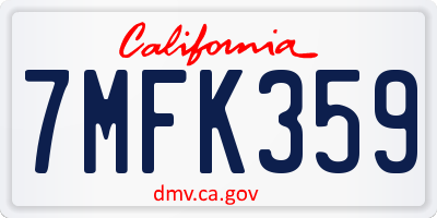 CA license plate 7MFK359