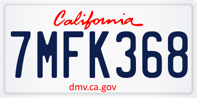 CA license plate 7MFK368