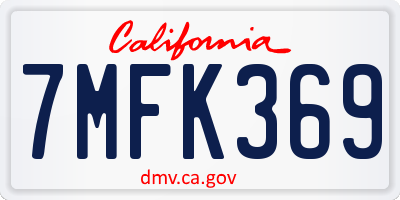 CA license plate 7MFK369