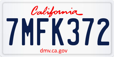CA license plate 7MFK372