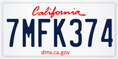 CA license plate 7MFK374