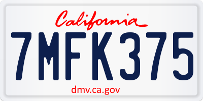CA license plate 7MFK375