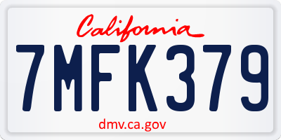 CA license plate 7MFK379