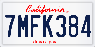 CA license plate 7MFK384