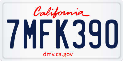 CA license plate 7MFK390