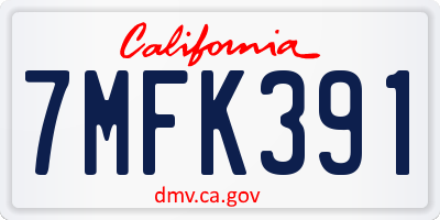 CA license plate 7MFK391