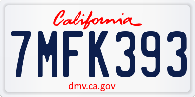 CA license plate 7MFK393