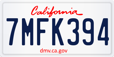 CA license plate 7MFK394