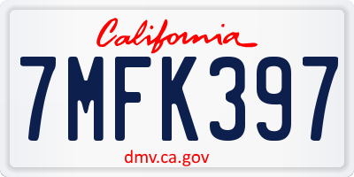 CA license plate 7MFK397