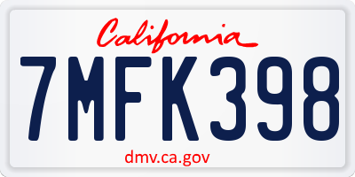 CA license plate 7MFK398