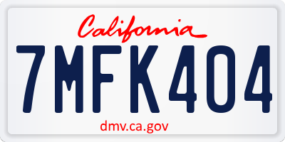 CA license plate 7MFK404