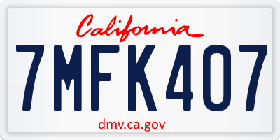 CA license plate 7MFK407