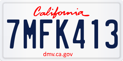 CA license plate 7MFK413