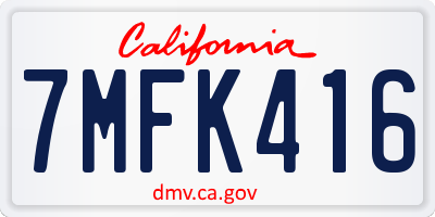 CA license plate 7MFK416