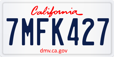 CA license plate 7MFK427