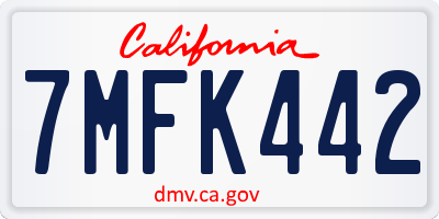CA license plate 7MFK442