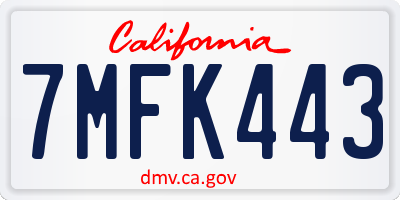CA license plate 7MFK443