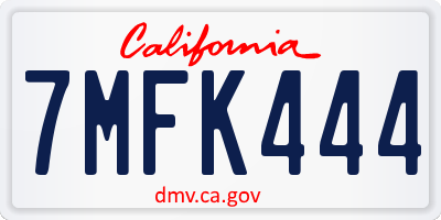 CA license plate 7MFK444