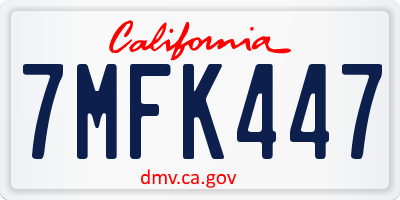 CA license plate 7MFK447
