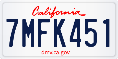 CA license plate 7MFK451