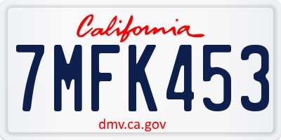 CA license plate 7MFK453