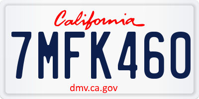 CA license plate 7MFK460
