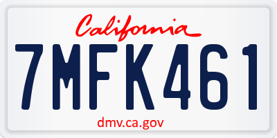 CA license plate 7MFK461