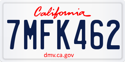 CA license plate 7MFK462