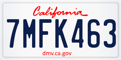 CA license plate 7MFK463