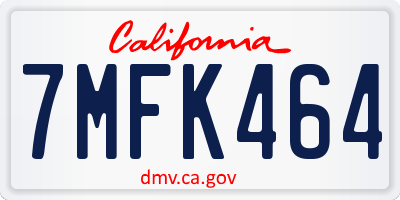 CA license plate 7MFK464