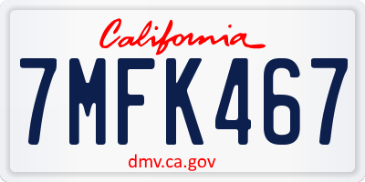 CA license plate 7MFK467