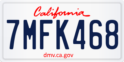CA license plate 7MFK468