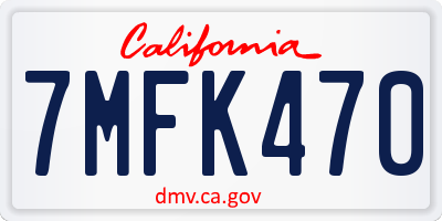 CA license plate 7MFK470