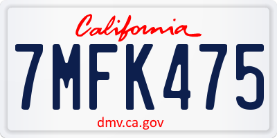 CA license plate 7MFK475