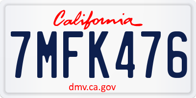CA license plate 7MFK476