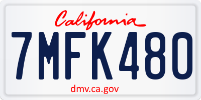 CA license plate 7MFK480