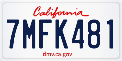 CA license plate 7MFK481