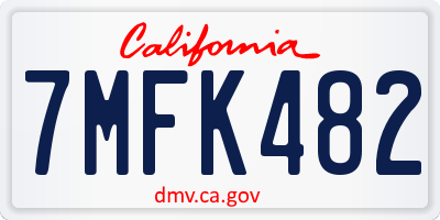 CA license plate 7MFK482