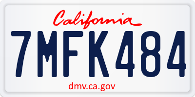 CA license plate 7MFK484