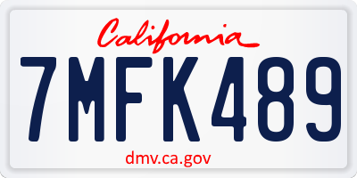 CA license plate 7MFK489
