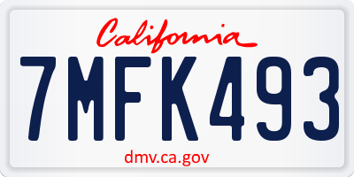 CA license plate 7MFK493