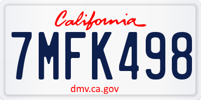 CA license plate 7MFK498