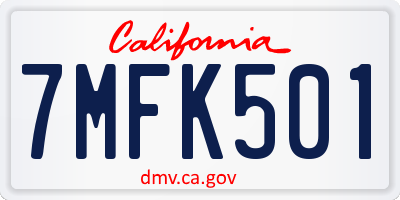 CA license plate 7MFK501