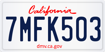 CA license plate 7MFK503