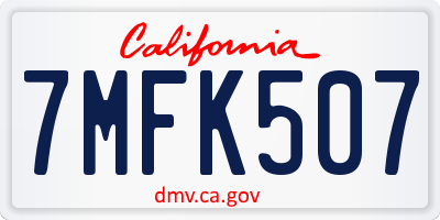 CA license plate 7MFK507