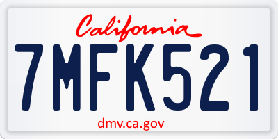 CA license plate 7MFK521