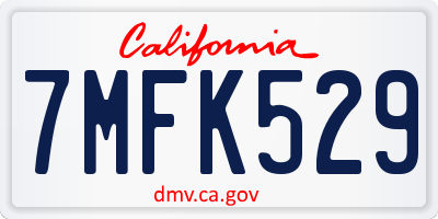 CA license plate 7MFK529