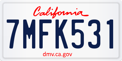 CA license plate 7MFK531